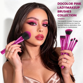 docolor makeup brushes with pink leopard print handles