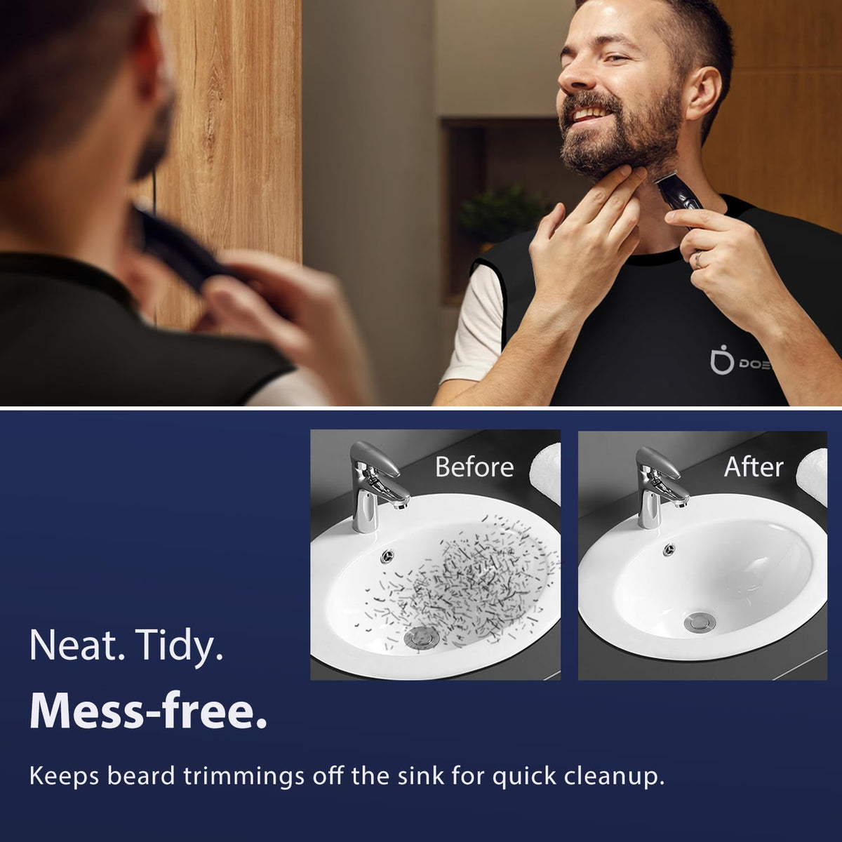 DOEPSILON Beard Bib Apron with suction cups attached to mirror