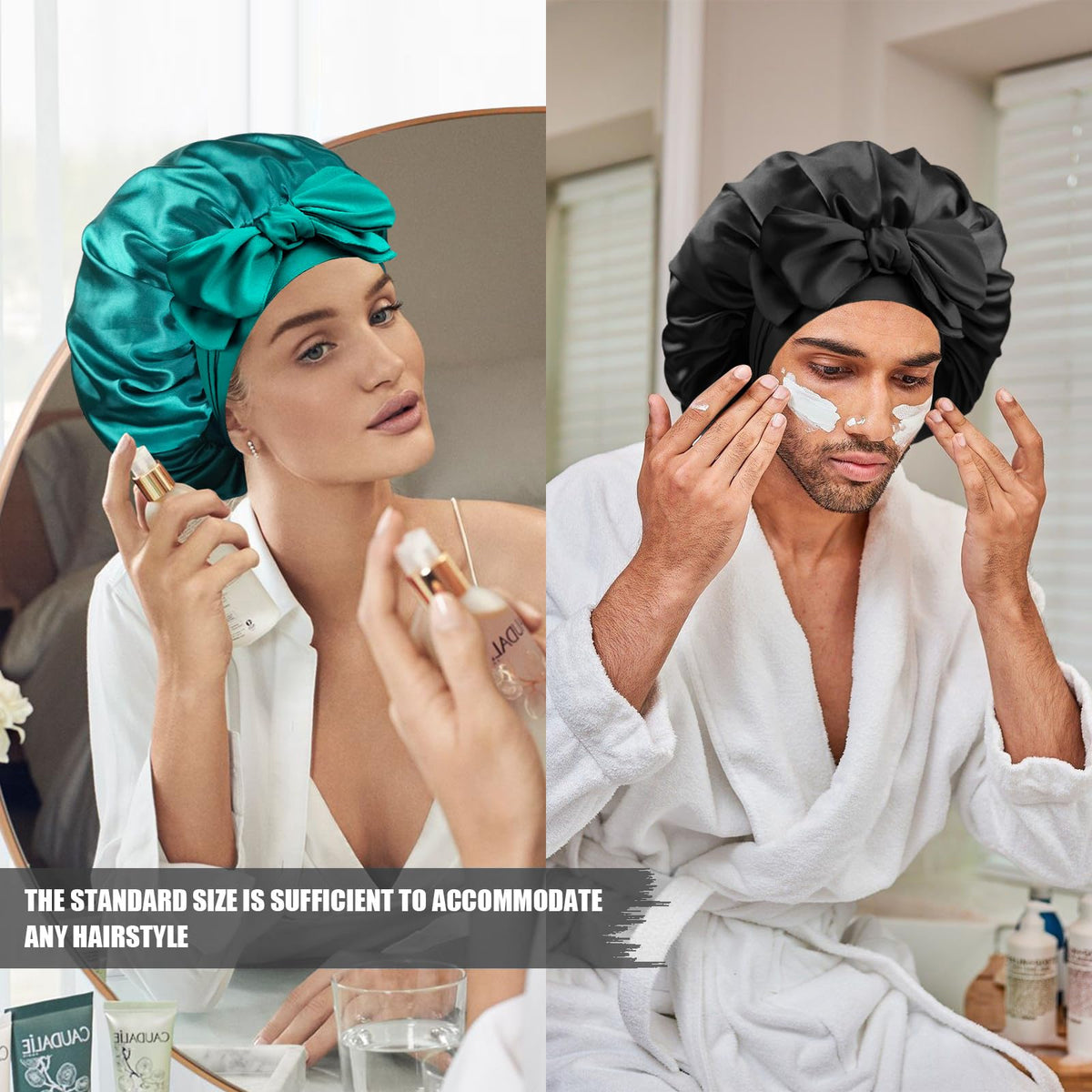 Doitory Silk Bonnet worn by a woman at night
