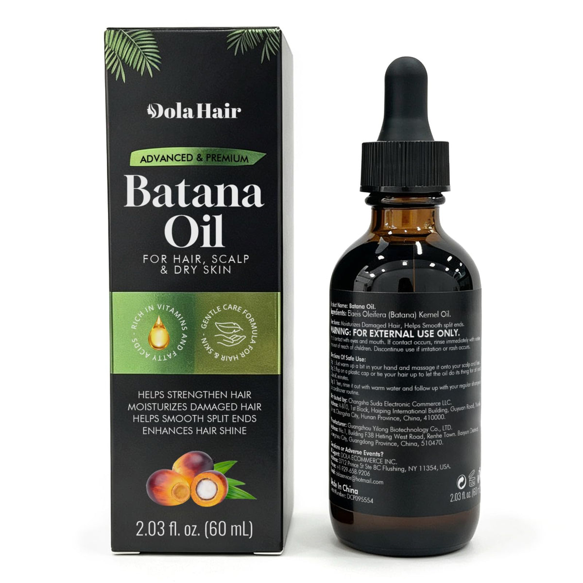 Dolahair Batana Oil 60 mL with hair care products