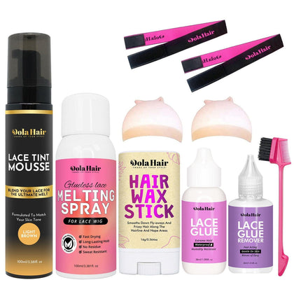 Dolahair Lace Glue Kit complete set including mousse and spray