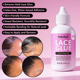Dolahair Lace Glue showing clear drying feature