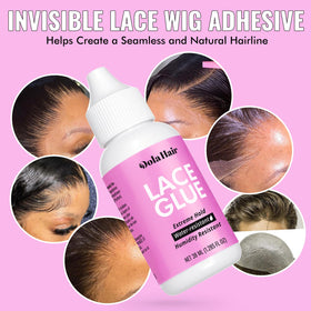 Dolahair Lace Melting Spray in use on a wig