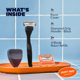 Dollar Shave Club razor handle with diamond grip