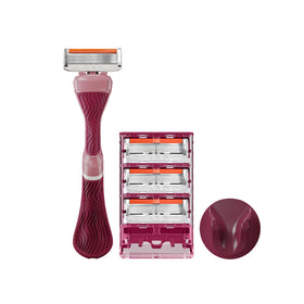 Dollar Shave Club Women's Razor Set with maroon grip handle