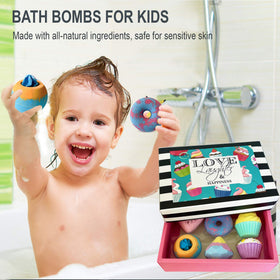 Donut-shaped bath bomb with packaging from Mineral Me California