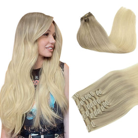 DOORES 10pcs clip in hair extensions in balayage colour
