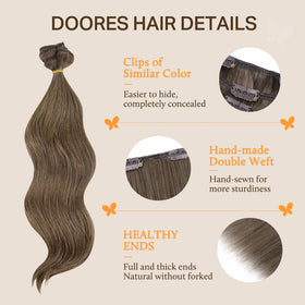 DOORES Clip in Hair Extensions 120g displayed with colour options