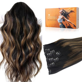 DOORES Clip in Hair Extensions 120g front view