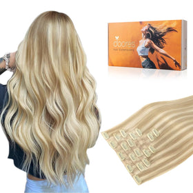 DOORES Clip in Hair Extensions 120g front view
