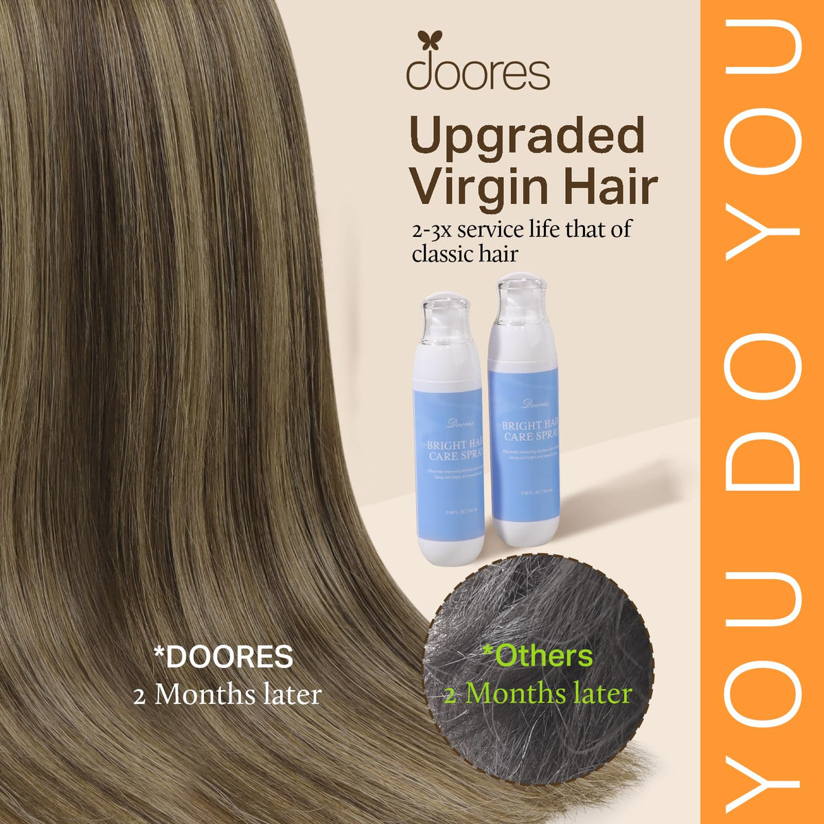 DOORES Clip in Hair Extensions 120g in popular ombre colour
