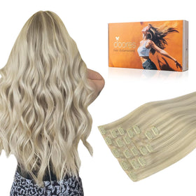 DOORES Clip in Hair Extensions 120g pack front view