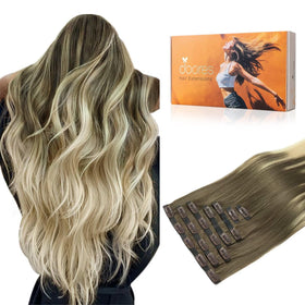 DOORES Clip in Hair Extensions 130g front view