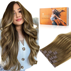 DOORES Clip in Hair Extensions 130g in natural colour