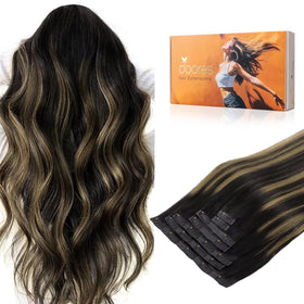 DOORES Clip in Hair Extensions 130g pack front view