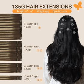DOORES Clip in Hair Extensions 135g packaging