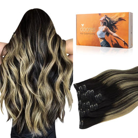 DOORES Clip in Hair Extensions 135g upgrade front view