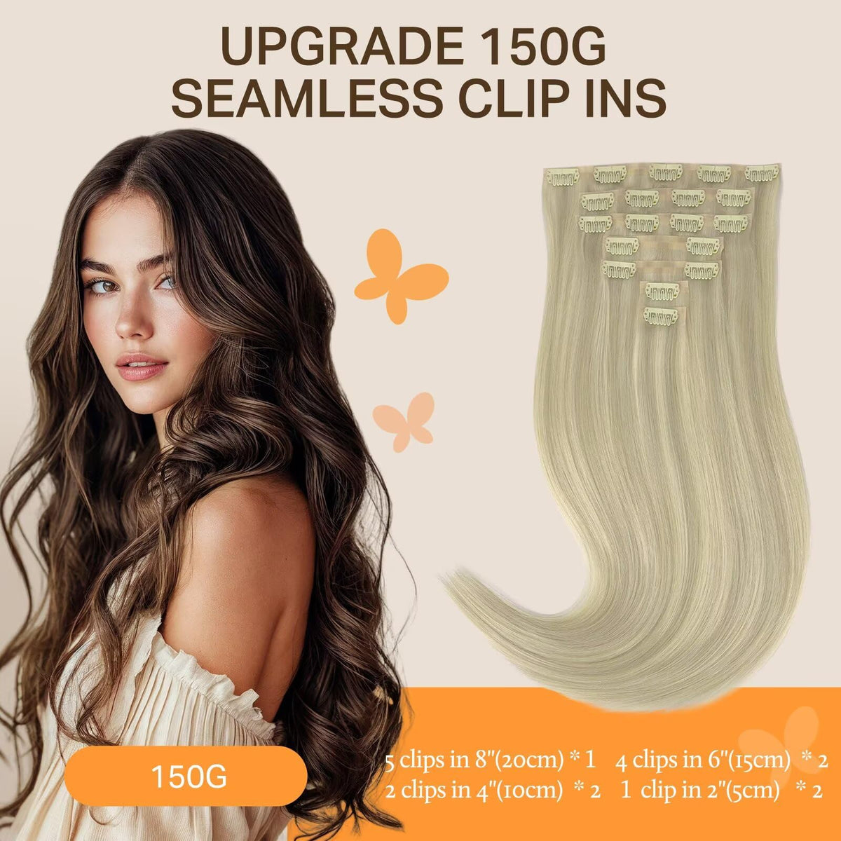 DOORES Clip in Hair Extensions 150g displayed in packaging