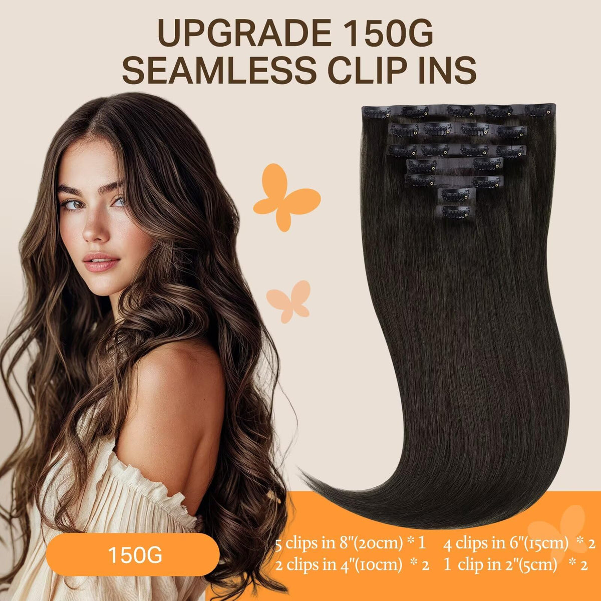 DOORES Clip in Hair Extensions 150g displayed with packaging