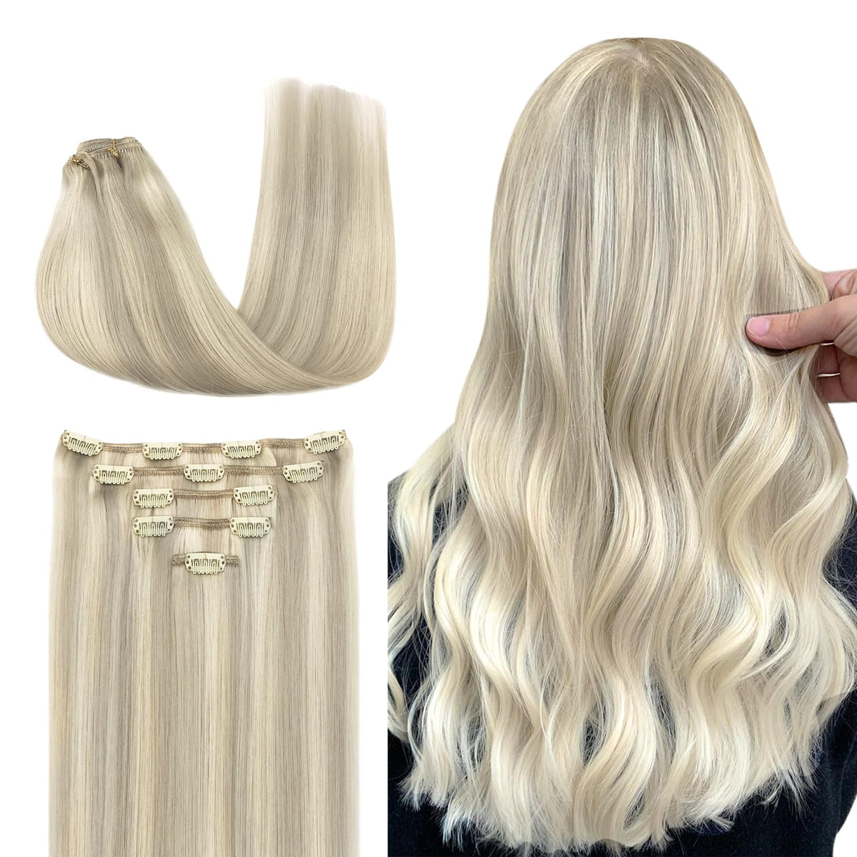 DOORES Clip-in Hair Extensions 150g front view