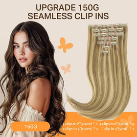 DOORES Clip in Hair Extensions 150g in natural light