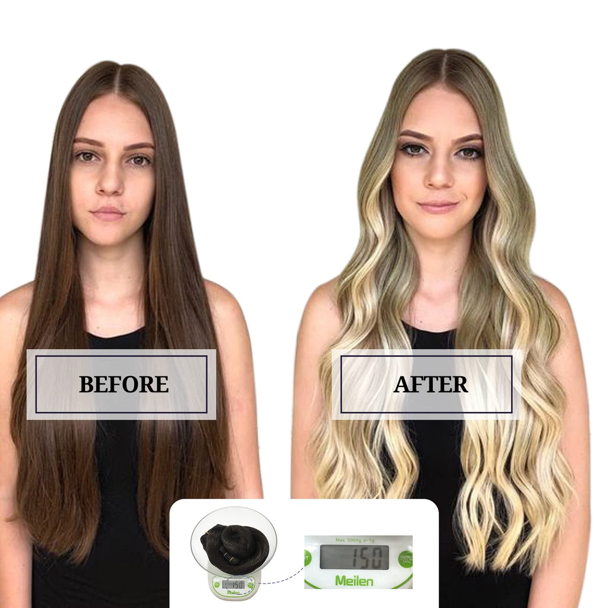 DOORES Clip in Hair Extensions 150g installation process
