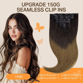 DOORES Clip in Hair Extensions 150g pack side view