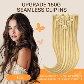 DOORES Clip in Hair Extensions 150g pack side view