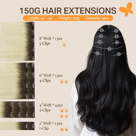 DOORES Clip in Hair Extensions 150g packaging