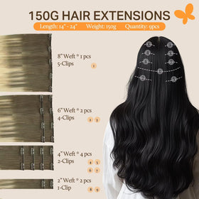 DOORES Clip in Hair Extensions 150g packaging