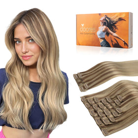 DOORES Clip-in Hair Extensions 150g set with clips