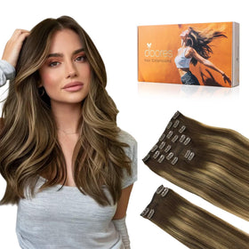 DOORES Clip in Hair Extensions 150g set with multiple pieces