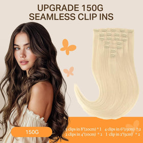 DOORES Clip in Hair Extensions 150g side view