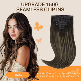 DOORES Clip in Hair Extensions 150g side view