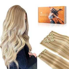 DOORES Clip in Hair Extensions 150g upgrade front view