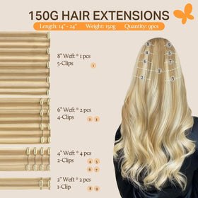 DOORES Clip in Hair Extensions 150g with clips