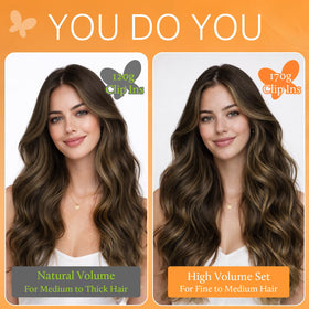 DOORES Clip-in Hair Extensions 170g on model