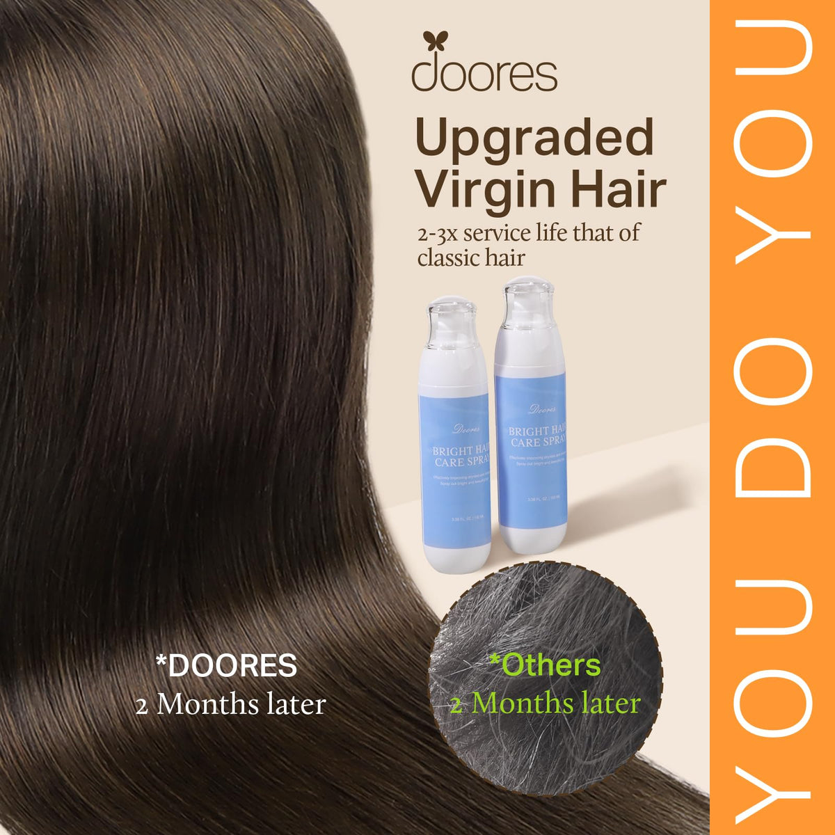 DOORES Clip in Hair Extensions 18 inch in solid colour