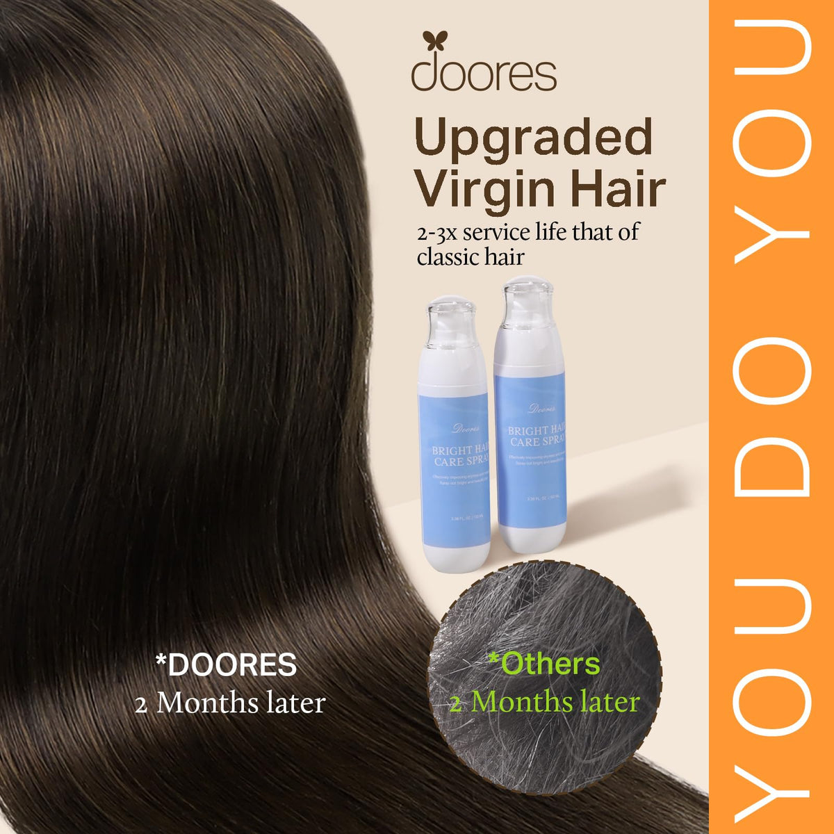 DOORES Clip in Hair Extensions 180g close-up of soft texture