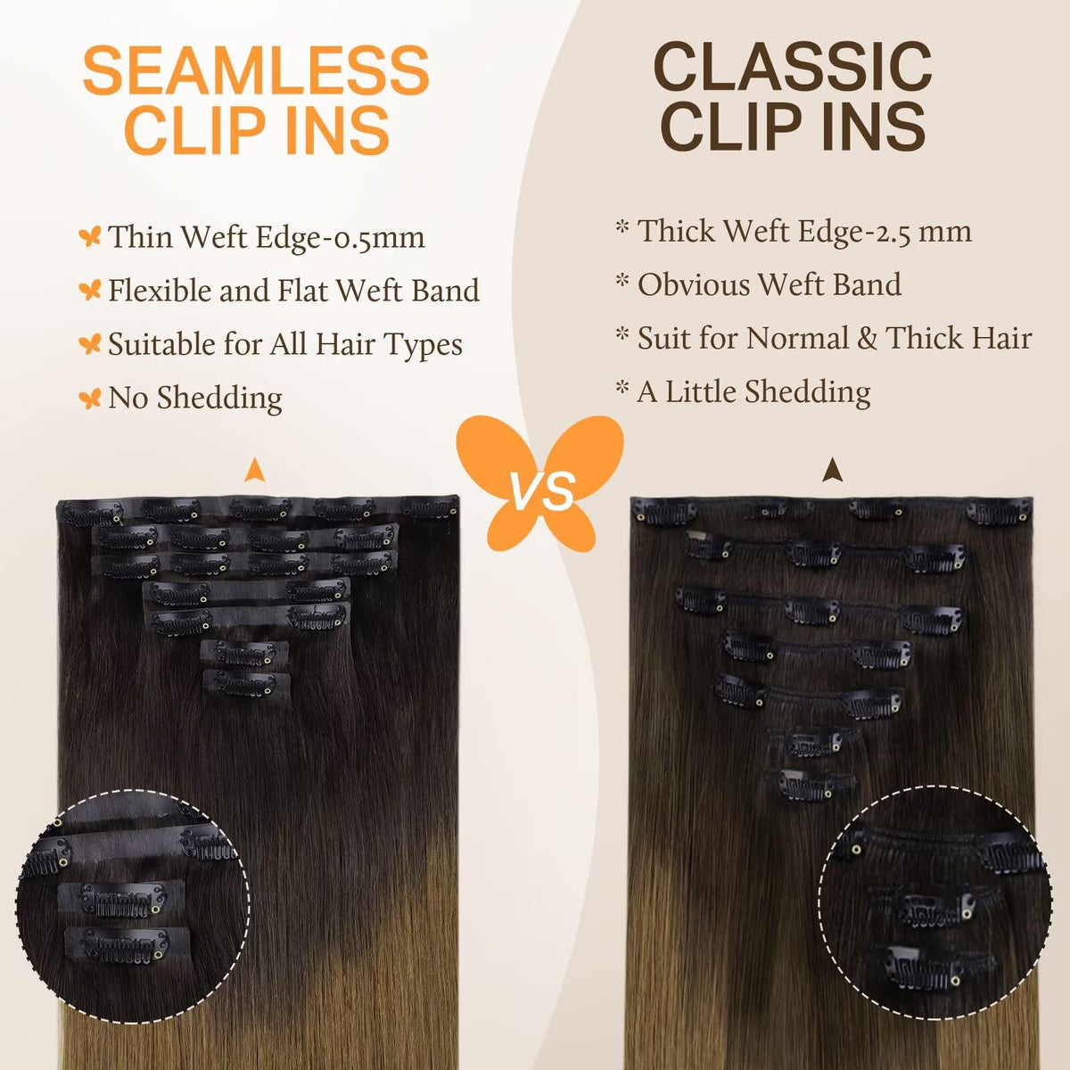 DOORES Clip in Hair Extensions 2 inch pieces