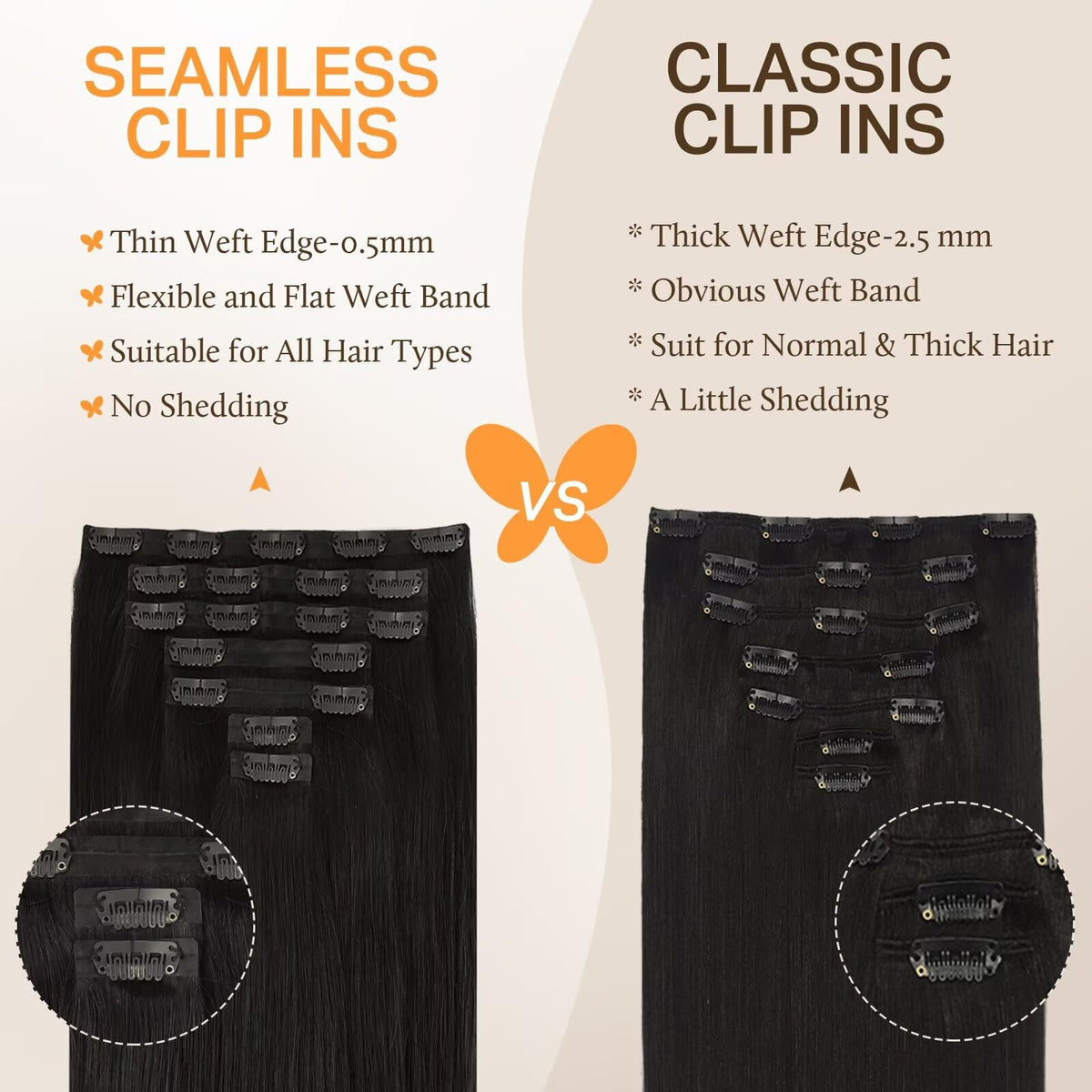 DOORES Clip in Hair Extensions 2" pieces arrangement