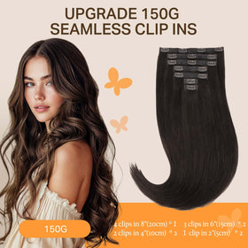 DOORES Clip in Hair Extensions 20 Inch Dark Brown on model