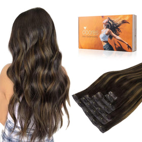 DOORES Clip in Hair Extensions 200g front view