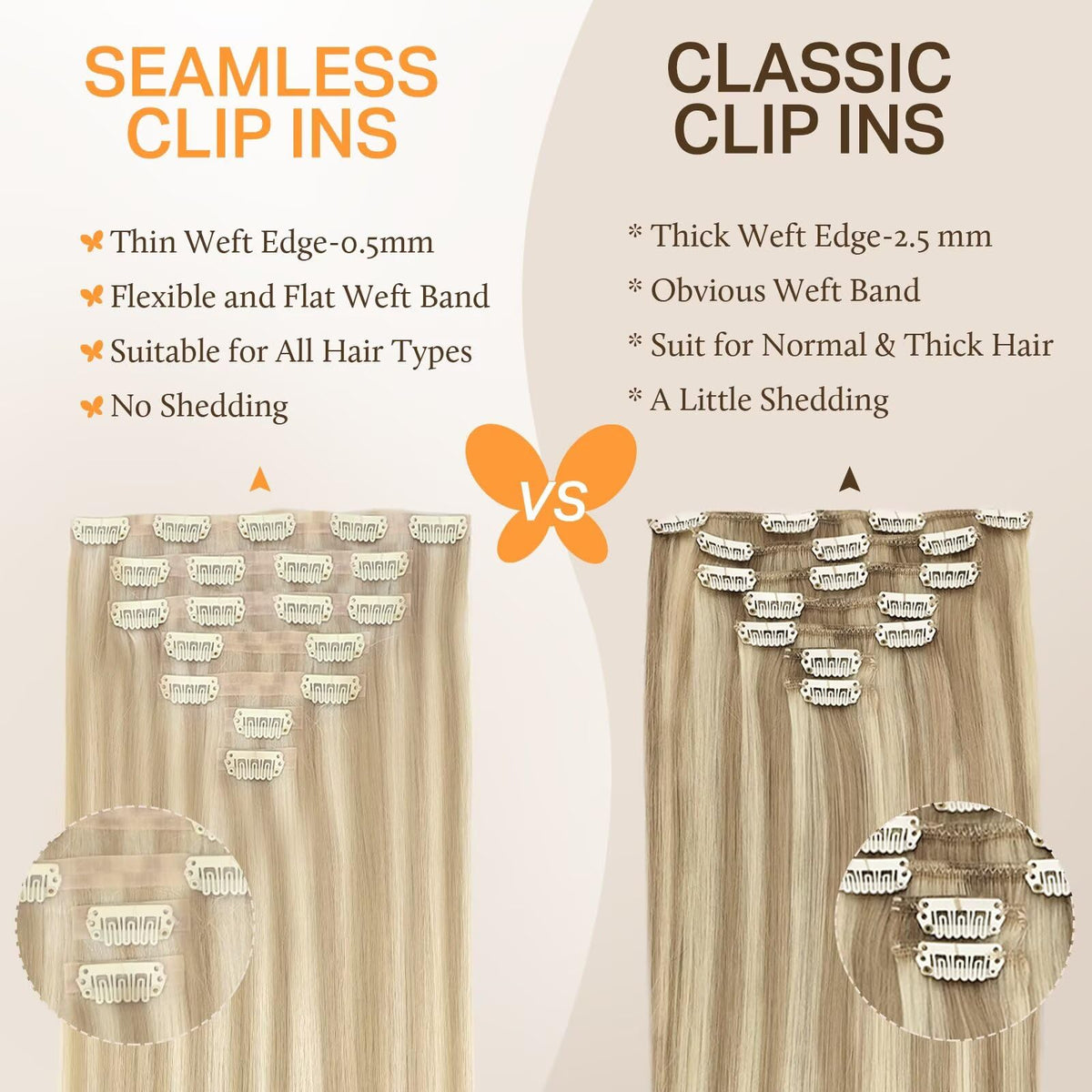DOORES Clip in Hair Extensions 200g in various colours
