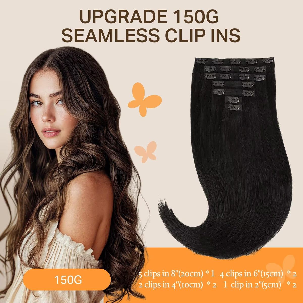 DOORES Clip in Hair Extensions 200g packaging