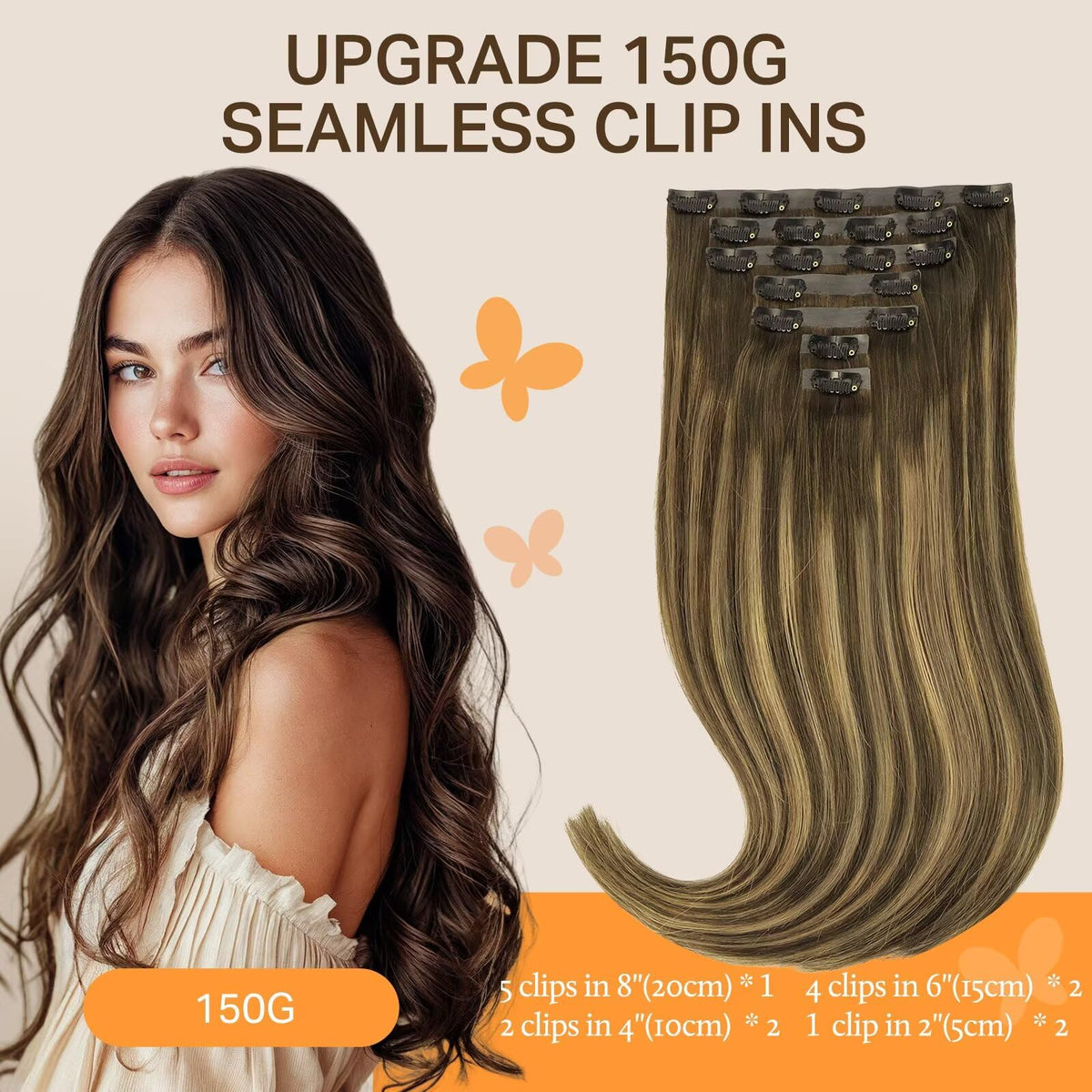 DOORES Clip in Hair Extensions 200g packaging