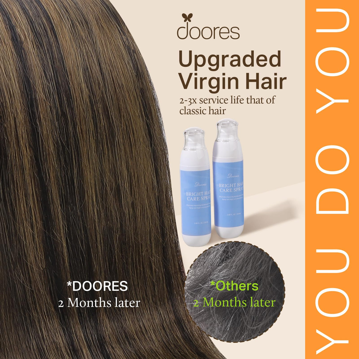 DOORES Clip in Hair Extensions 200g side view