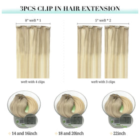 DOORES Clip in Hair Extensions 22 Inch close-up of clips