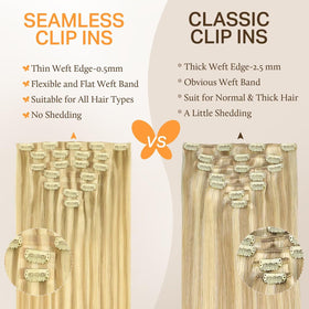 DOORES Clip in Hair Extensions 220g showing colour options