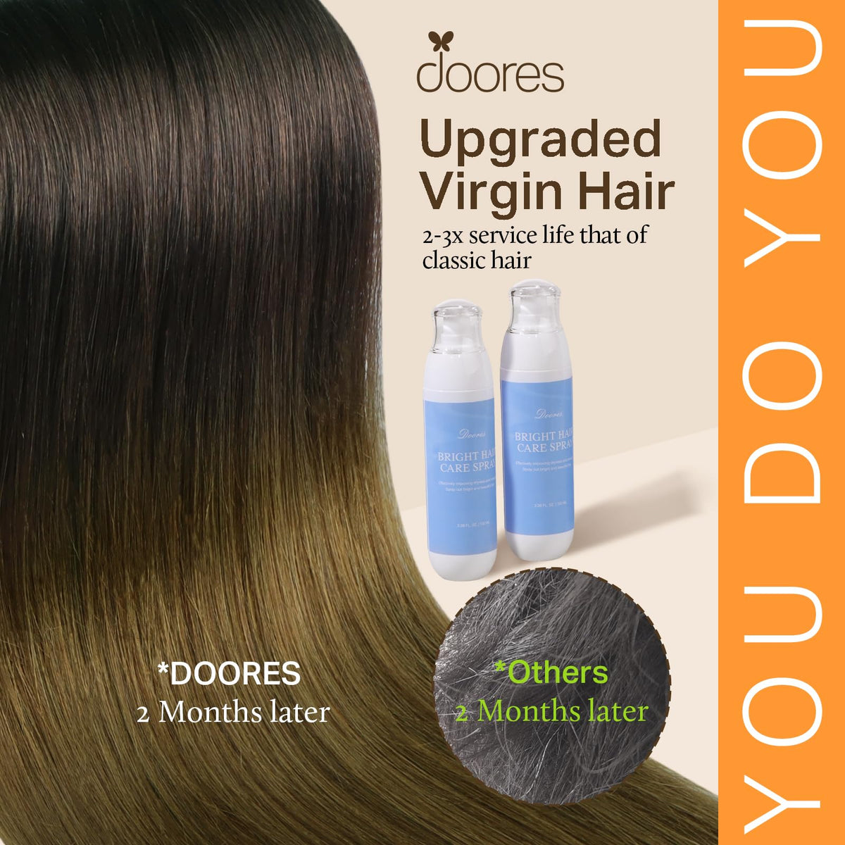 DOORES Clip in Hair Extensions 4" and 2" pieces displayed